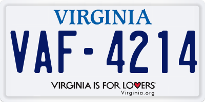 VA license plate VAF4214