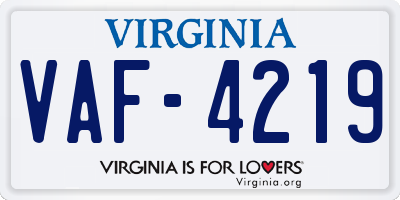 VA license plate VAF4219