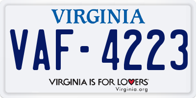 VA license plate VAF4223