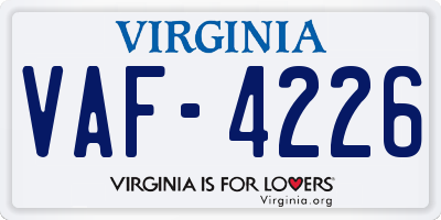VA license plate VAF4226