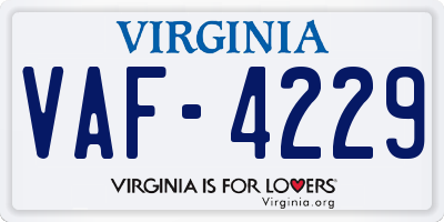 VA license plate VAF4229