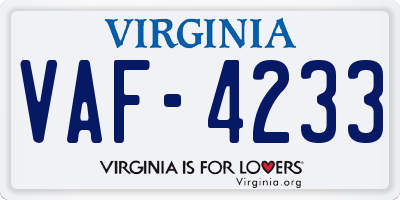 VA license plate VAF4233