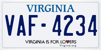 VA license plate VAF4234