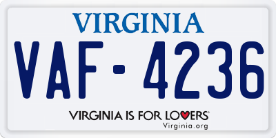 VA license plate VAF4236