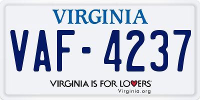 VA license plate VAF4237