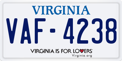 VA license plate VAF4238