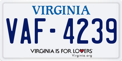 VA license plate VAF4239