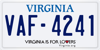 VA license plate VAF4241