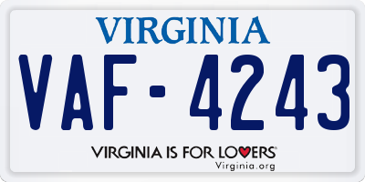 VA license plate VAF4243