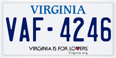VA license plate VAF4246