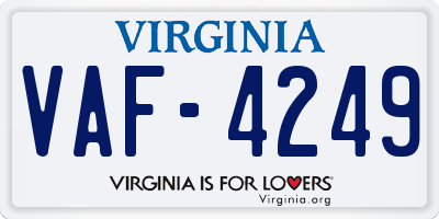 VA license plate VAF4249
