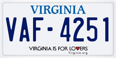 VA license plate VAF4251