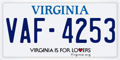 VA license plate VAF4253