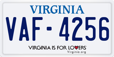 VA license plate VAF4256