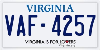 VA license plate VAF4257
