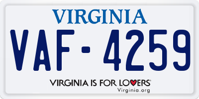 VA license plate VAF4259