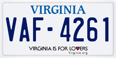 VA license plate VAF4261