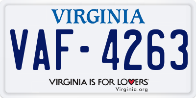 VA license plate VAF4263
