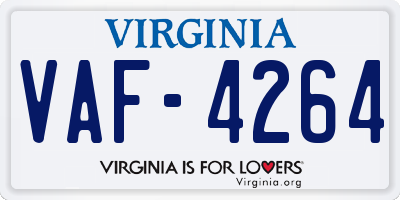 VA license plate VAF4264