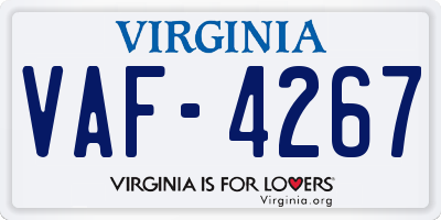 VA license plate VAF4267
