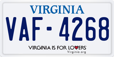 VA license plate VAF4268