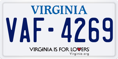 VA license plate VAF4269