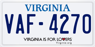 VA license plate VAF4270