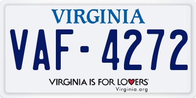 VA license plate VAF4272