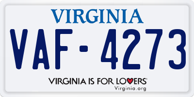 VA license plate VAF4273