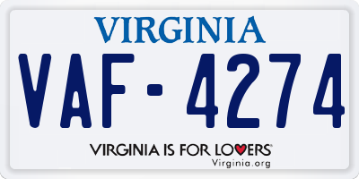 VA license plate VAF4274