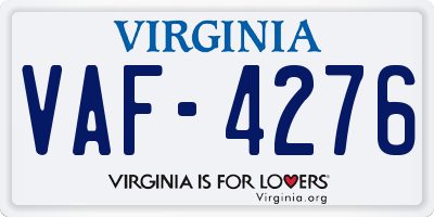 VA license plate VAF4276