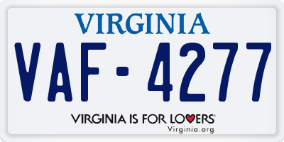 VA license plate VAF4277