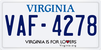 VA license plate VAF4278