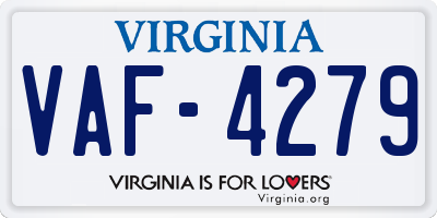 VA license plate VAF4279