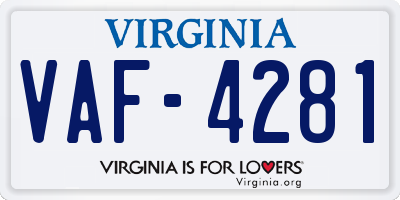 VA license plate VAF4281