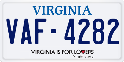 VA license plate VAF4282
