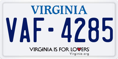 VA license plate VAF4285
