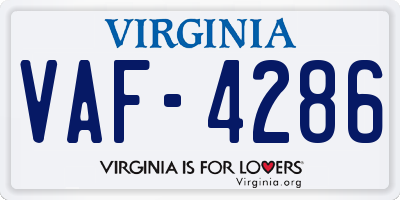 VA license plate VAF4286
