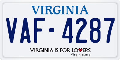 VA license plate VAF4287