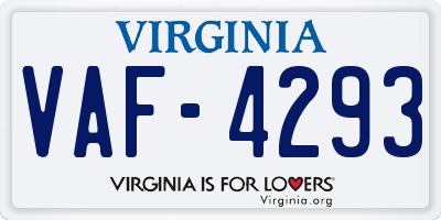 VA license plate VAF4293