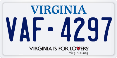 VA license plate VAF4297