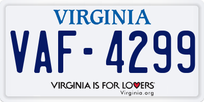 VA license plate VAF4299
