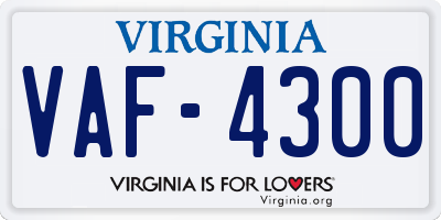 VA license plate VAF4300