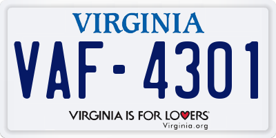 VA license plate VAF4301