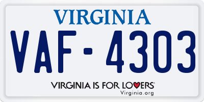 VA license plate VAF4303