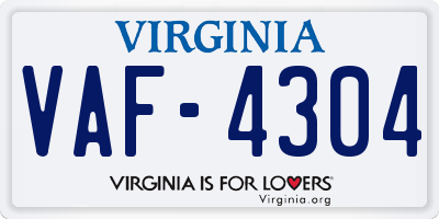 VA license plate VAF4304
