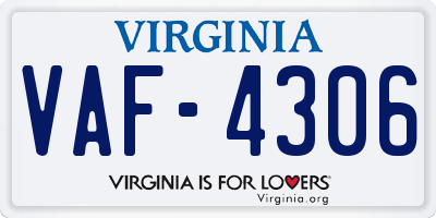 VA license plate VAF4306