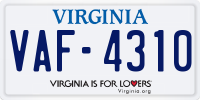VA license plate VAF4310