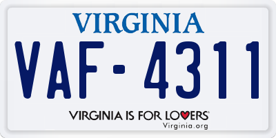 VA license plate VAF4311