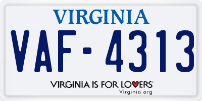 VA license plate VAF4313